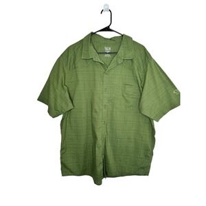 Mountain Hardwear Shirt XL Green Short Sleeve Button Down Grid Textured Hiking